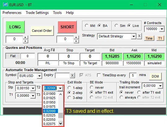 Bracket Trader Erfahrungen (2026) - ideale Software für Trade Management Bracket Trader Target 2 festlegen