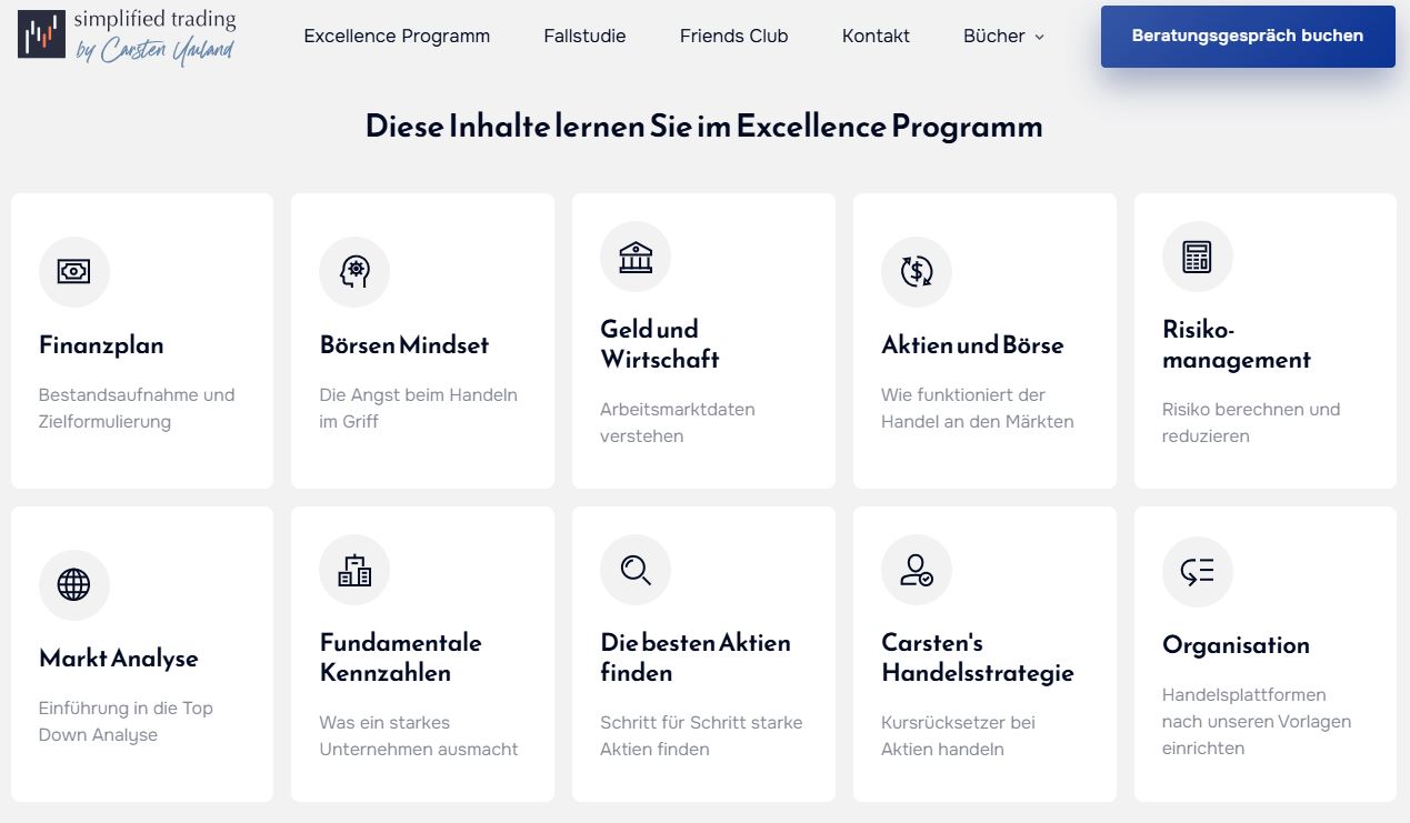 Carsten Umland – Erfahrungen mit dem Trading-Coaching & dem friends club (2026) Genauere Informationen zum Trading Coaching mit Carsten Umland erfährst du im Rahmen eines kostenlosen Erstgesprächs