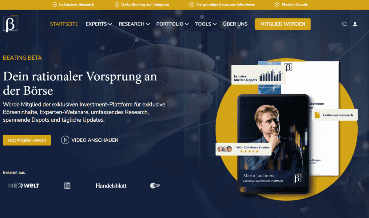 Beating Beta ist eine Finanzplattform von Mario Lochner, die Anlegern einen Vorsprung an der Börse verschaffen soll