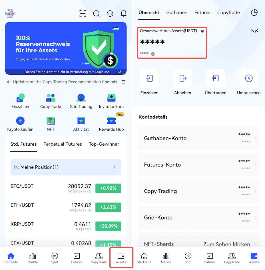 Die BingX App ist meiner Erfahrung nach einsteigerfreundlich und übersichtlich gestaltet