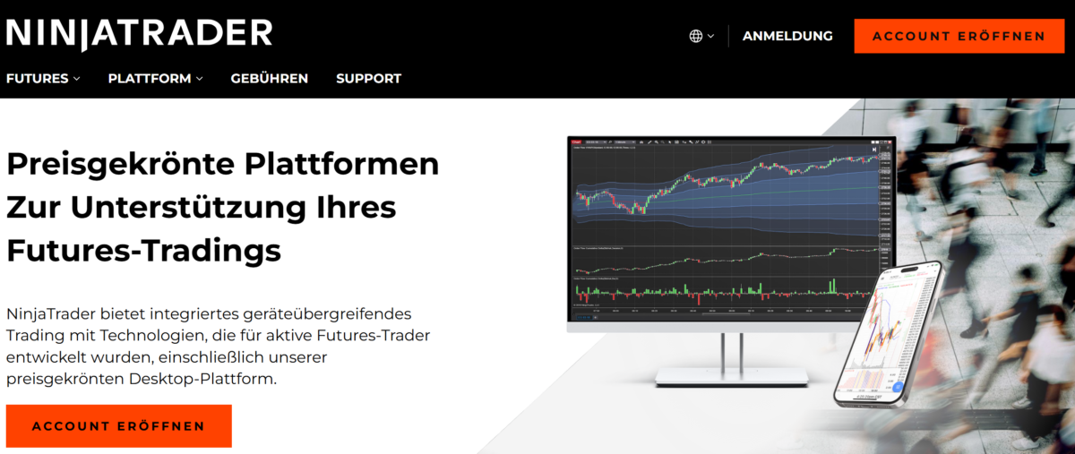 NinjaTrader Erfahrungen, Features & Kosten (2026) der blick auf die startseite von ninjaTrader