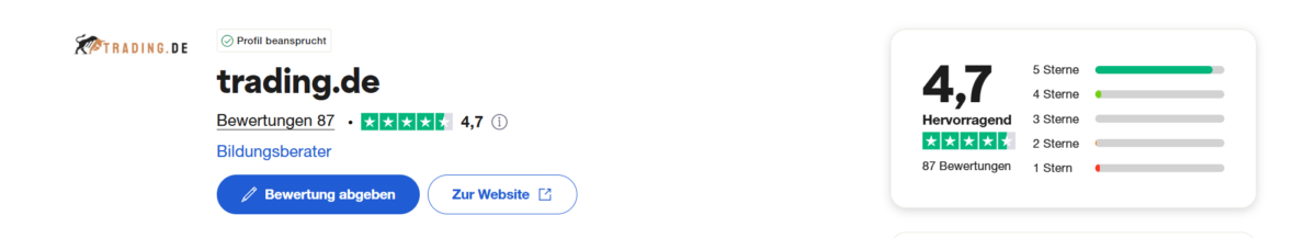 die bewertung von trading.de bei trustpilot