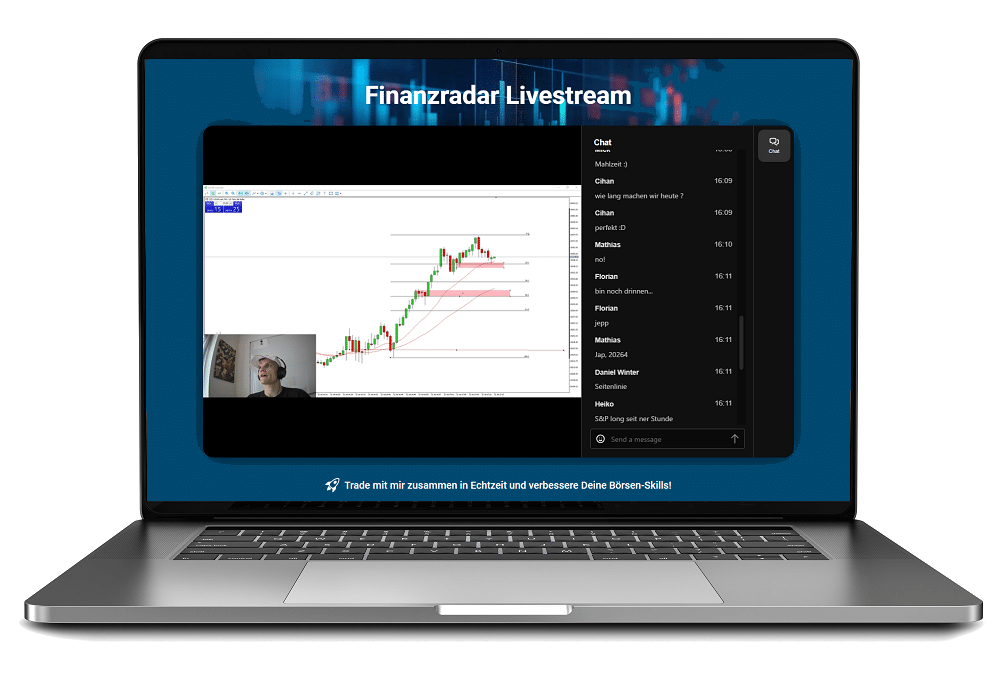So sieht der Finanzradar Live Stream aus - Live Trading mit Ausbildung