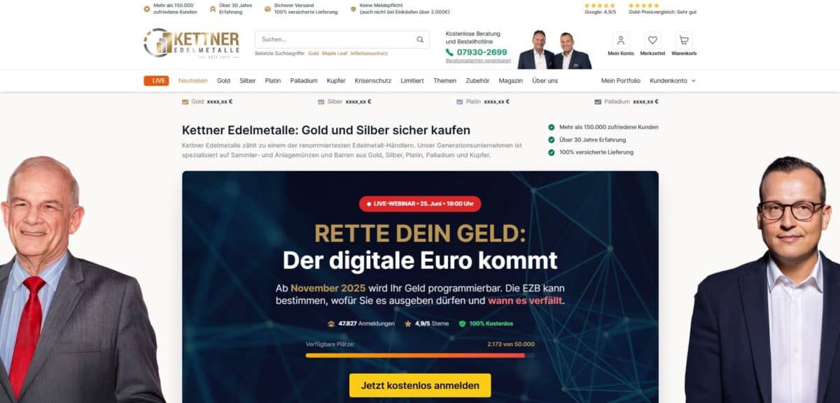 Kettner Edelmetalle im Test – wie seriös ist der Edelmetallhändler wirklich