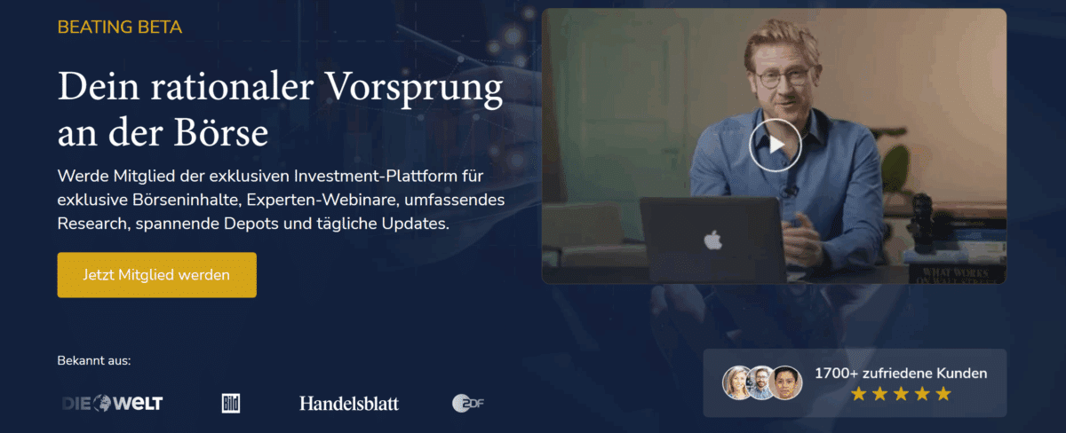 Mario Lochner – Finanzexperte, Autor und YouTube (2026) die webseite beating beta von mario lochner mit video und button zur mitgliedschaft