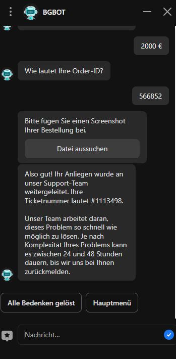 Der Bitget Kundenservice arbeitet mit einem Chatbot