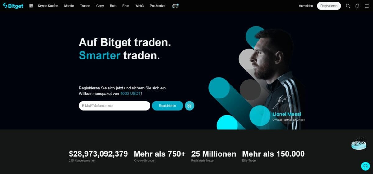 Die Startseite der populären Krypto-Börse Bitget