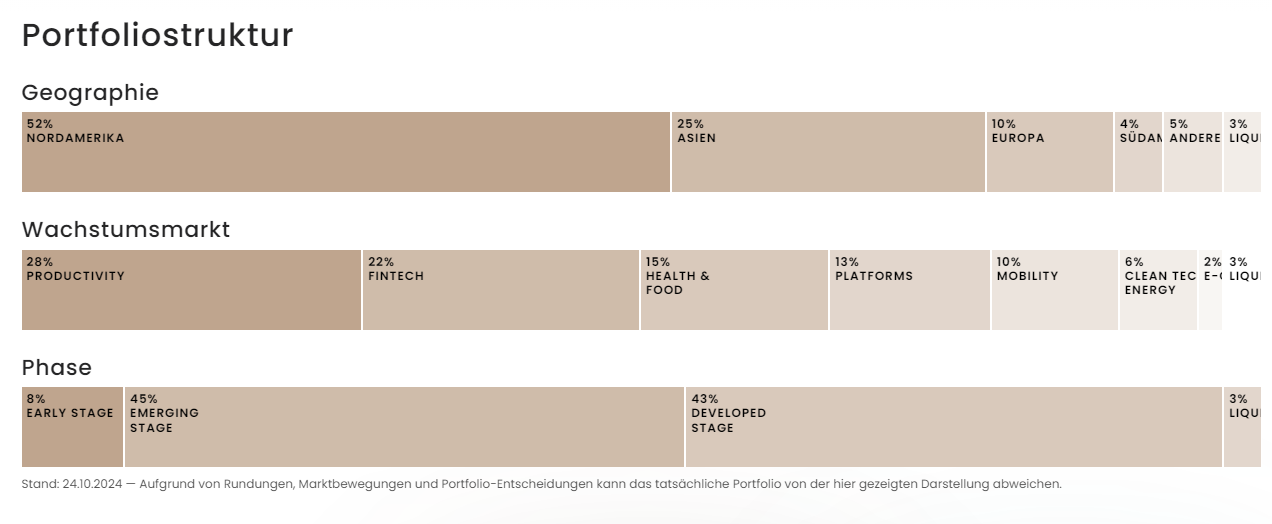 Die Strukturierung der Portfolio Zusammensetzung des 10xDNA Fonds von Frank Thelen im Überblick