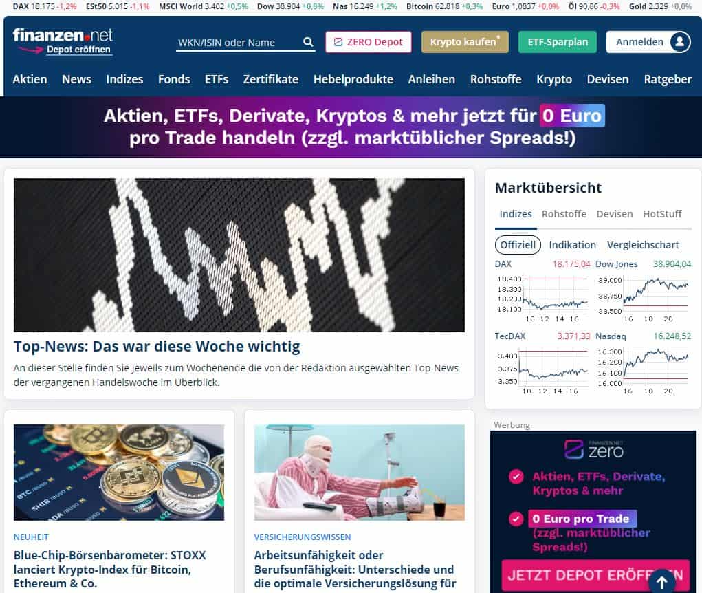 Finanzen.net: Erfahrungen, Kosten, Seriosität, Test (2026) Die finanzen.net Webseite liefert umfassende Informationen zu allen wichtigen Handelsinstrumenten und Anlageklassen
