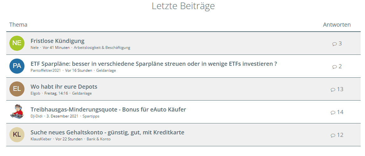 Finanztip: Erfahrungen und Test (2026) Das Bild zeigt einen Screenshot des Finanztip Forums.
