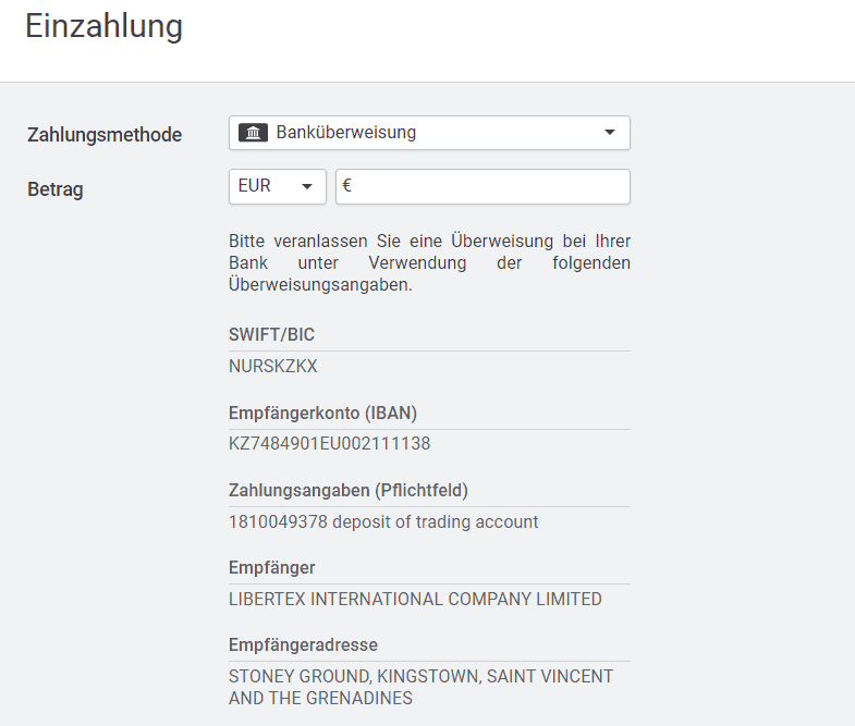 Libertex, der beliebte Online Broker im Fokus: Erfahrungen, Kosten, Seriosität, Test (2026) Libertex Einzahlung Banküberweisung