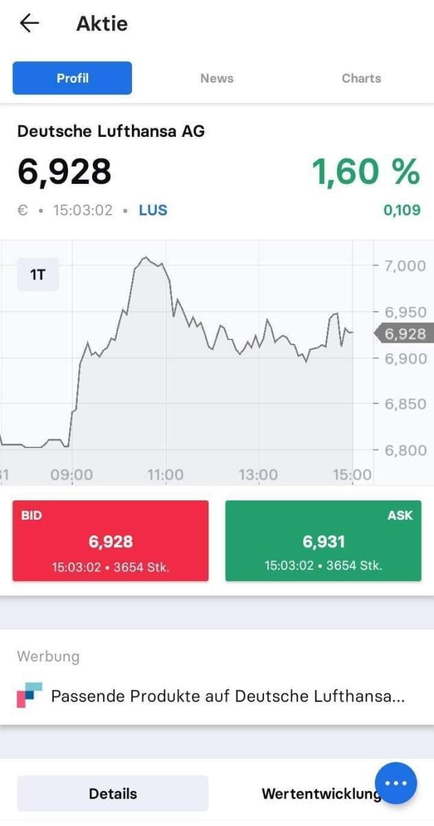 Optionsscheinfinder Stock 3 App, Position des Optionsscheinfinders in der App
