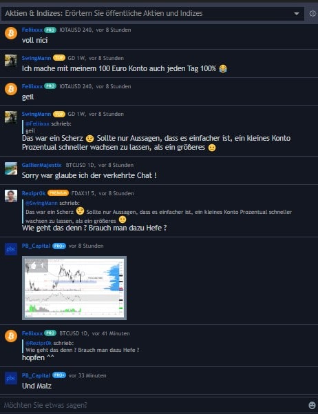 Der Tradingchat in TradingView.