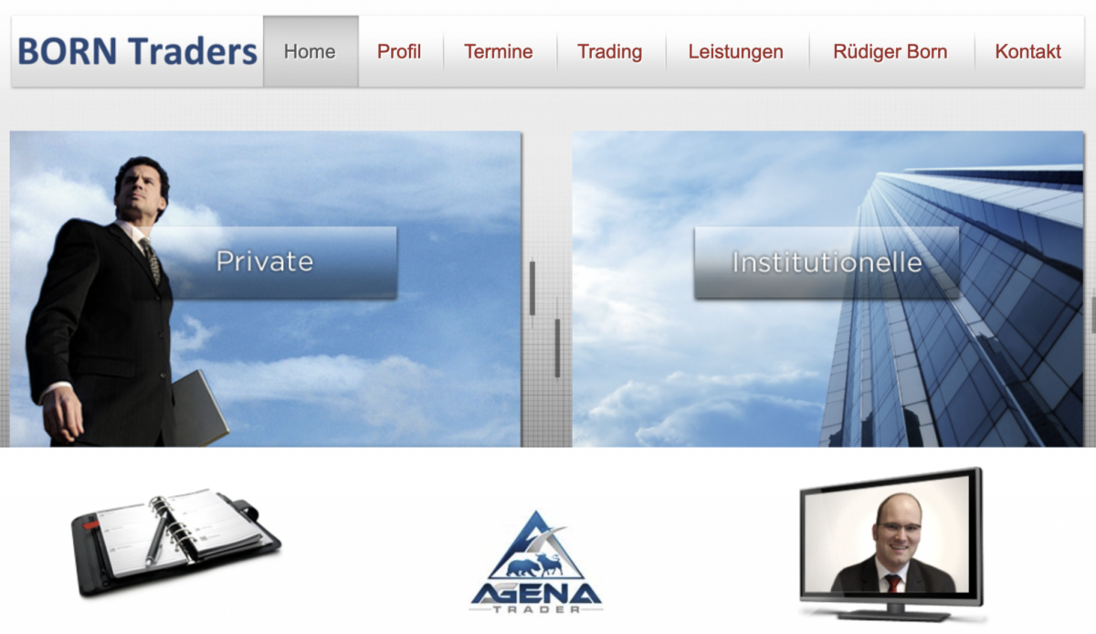 Blick auf die Webseite von Born Traders