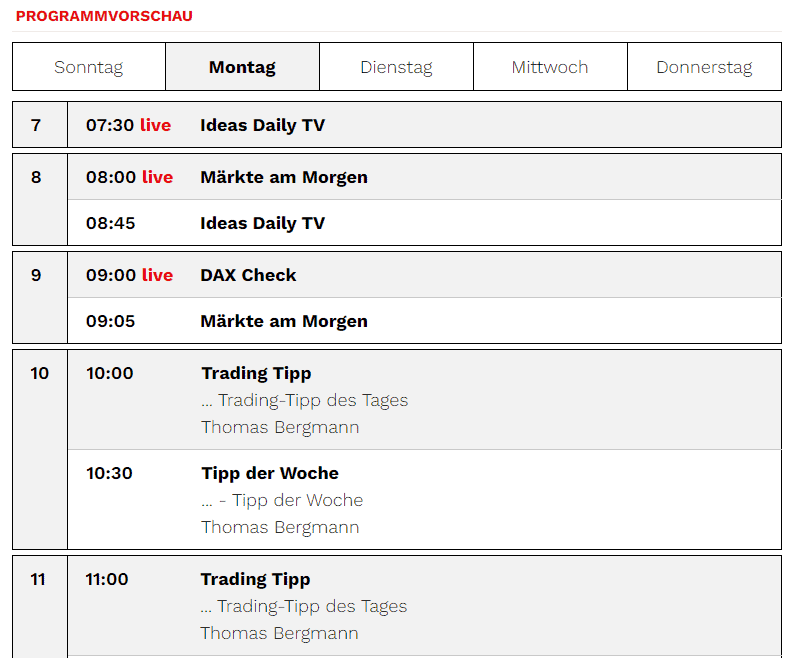 DER AKTIONÄR TV - Programmvorschau