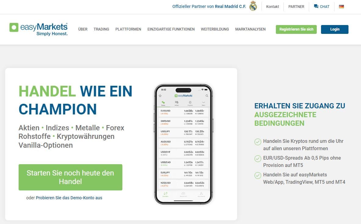 easyMarkets im Fokus, wie gut ist dieser Online-Broker? Erfahrungen, Kosten, Seriosität (2026) easymarkets webseite uebersichtlich aufgebaut