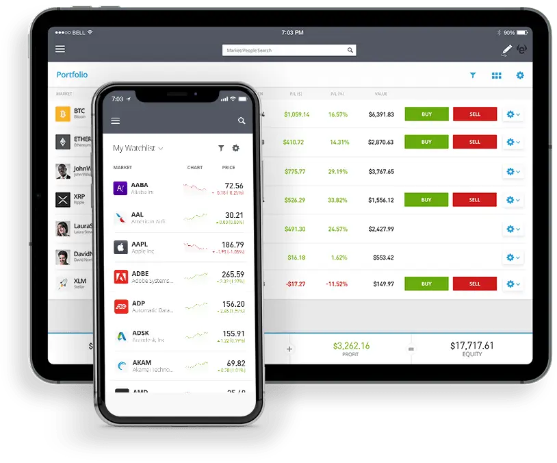 Die Wahl der besten Handelsplattform: Praktische Tipps und Ratschläge Benutzeroberfläche der Etoro Trading-Plattform