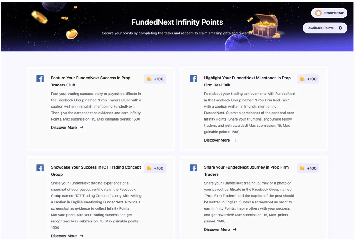 Prop Trading mit FundedNext (2026): Seriös oder nur Marketing-Hype? Infinity-Points Aufgaben Übersicht