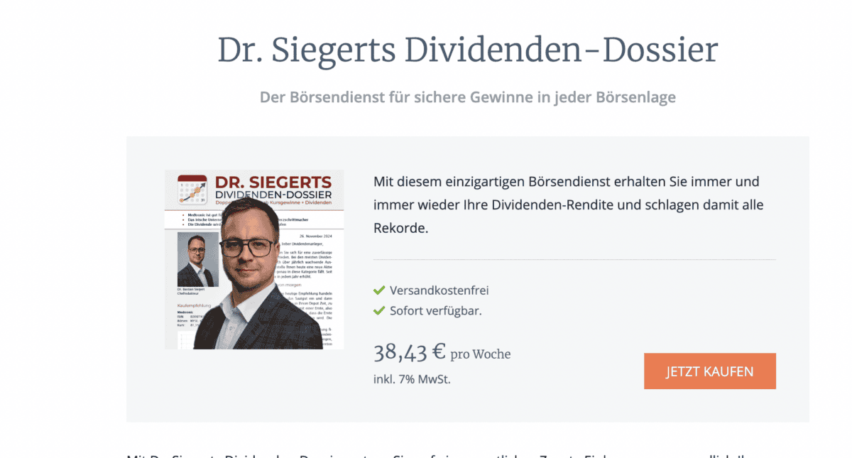 Dr. Siegerts Dividenden-Dossier, Börsendienst von dem GeVestor Verlag