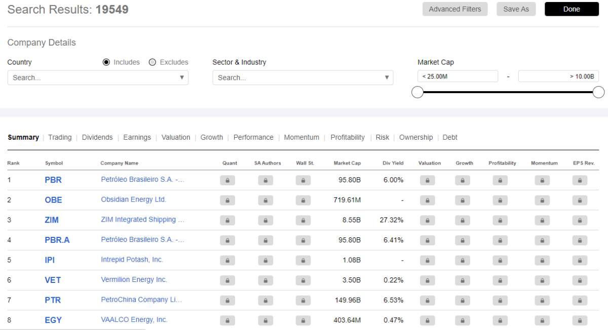 Die 14 besten Aktienscreener im Test (u.a. TradingView, stock3, Finviz, AktienGuide) Seeking Alpha Aktienscreener
