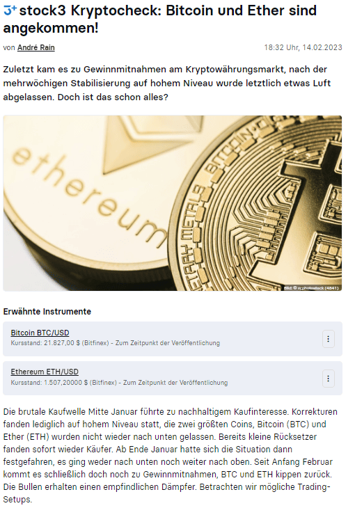 stock3 plus news artikel von experten