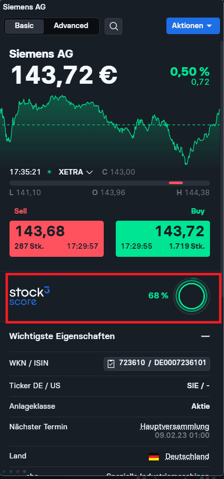 stock3 score analyse tool anzeige im terminal