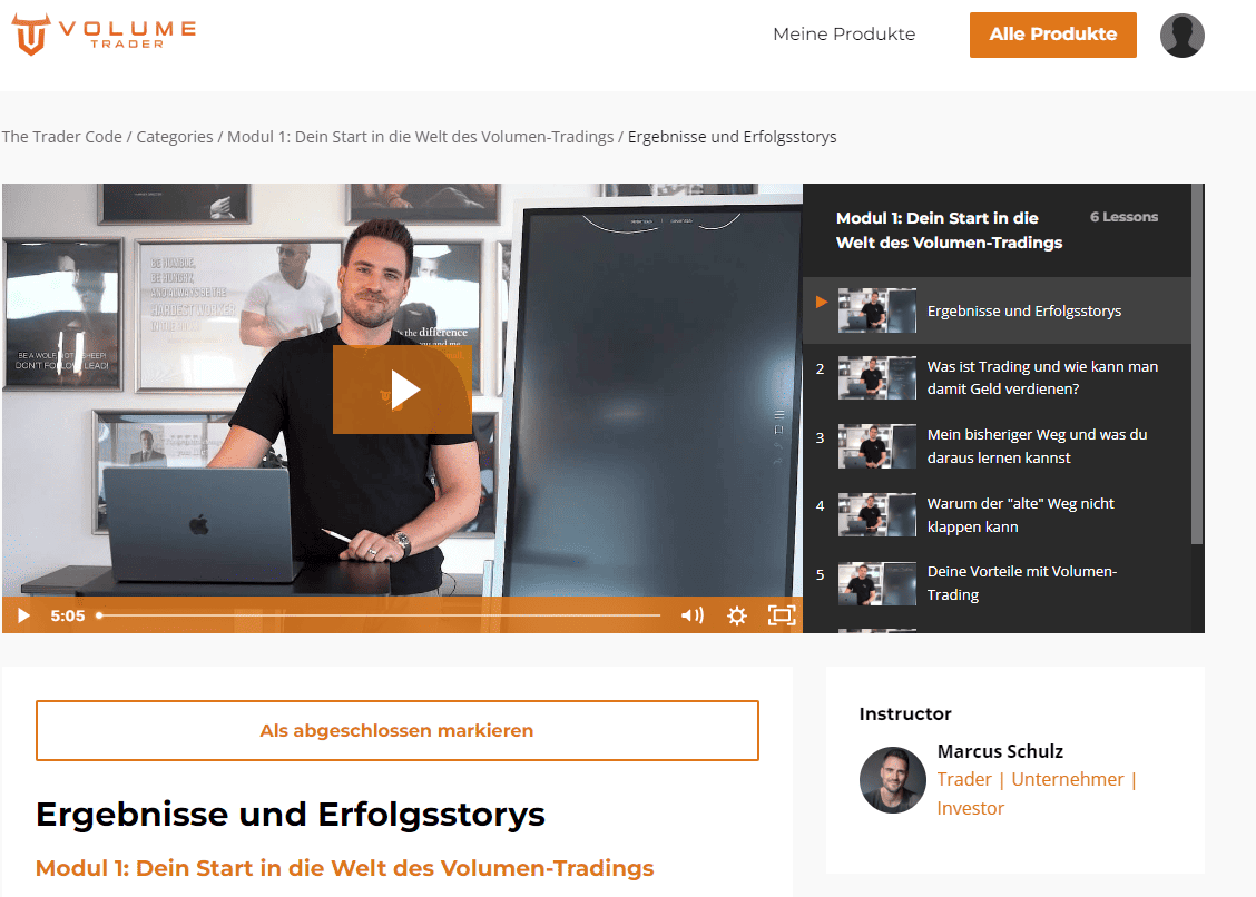 Volume Trader – Die Trading Akademie von Marcus Schulz (2026) the trader code volume trader ausbildung