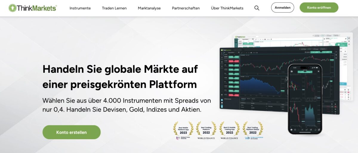 ThinkMarkets Erfahrungen – Test und Bewertung (2026) Screenshot der Thinkmarkets Webseite