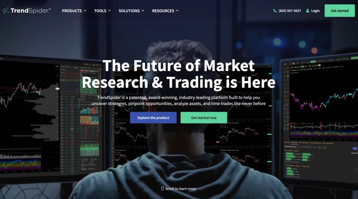 TrendSpider Review: Alles, was Sie über die Trading-Plattform wissen müssen (2026) Das Bild zeigt einen Screenshot von der Website von TrendSpider.